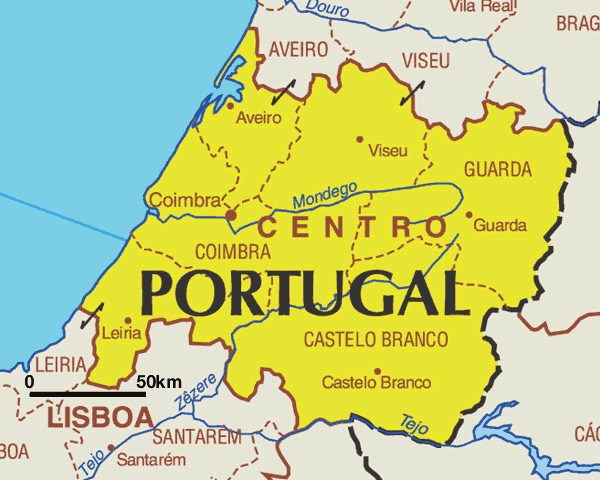 Mapa do Centro de Portugal